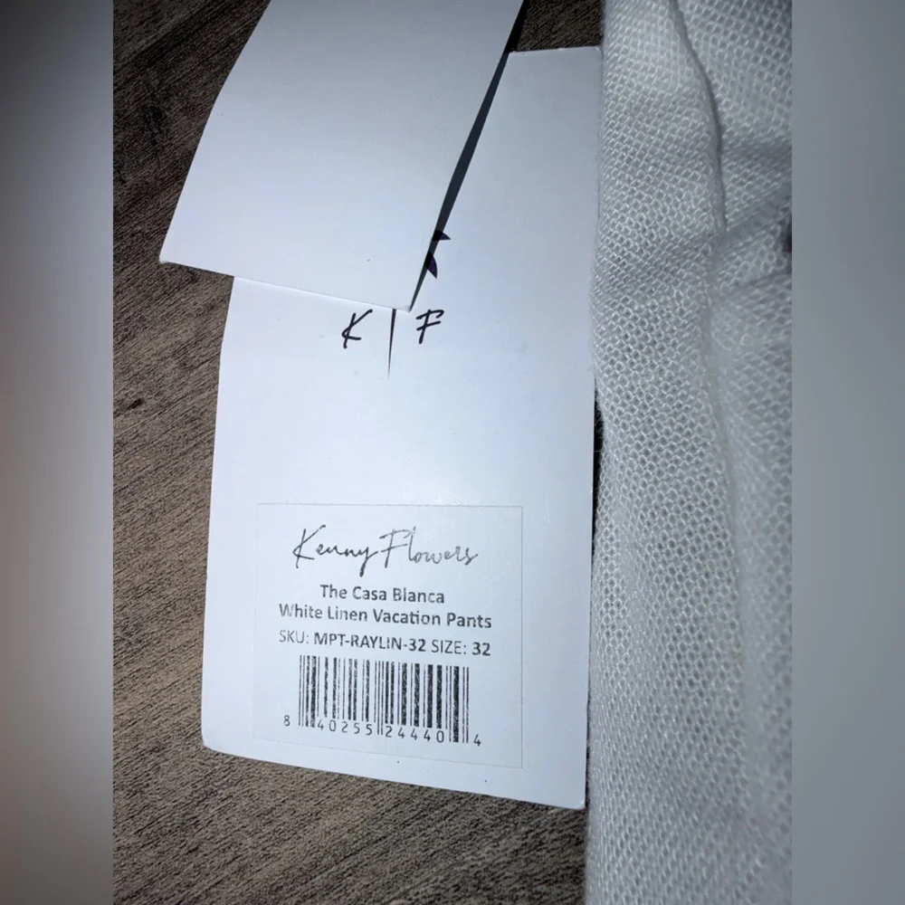 NWT Kenny Flowers “The Casa Blanca White Linen Vacation Pants” - Picture 12 of 13